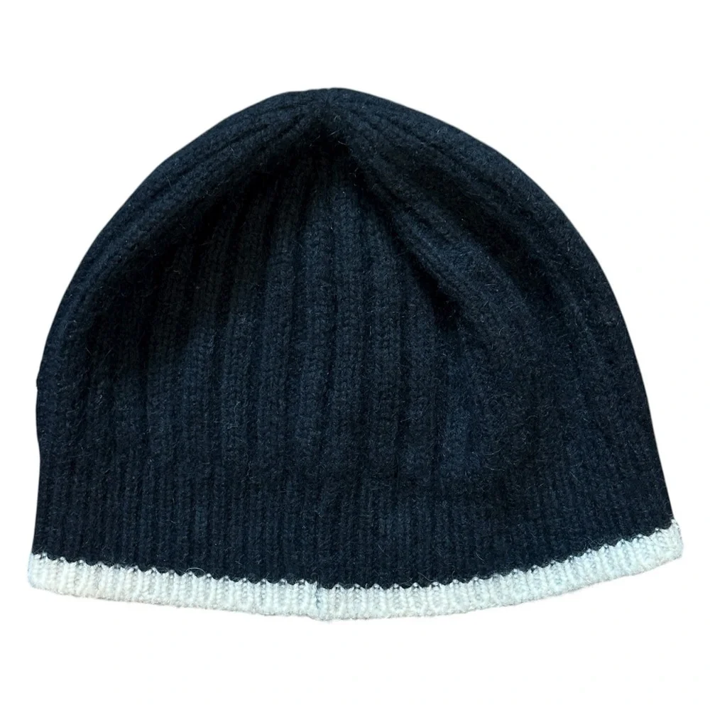 COACH Wool/Rabbit Angora/Cashmere/Rayon Knit Beanie Winter Cap Black Youth O/S